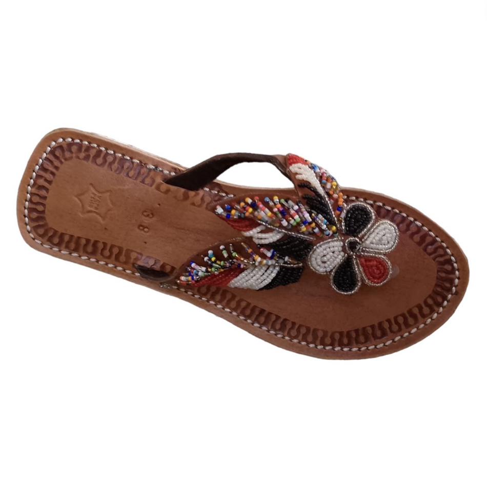 Håndlavet afrikanske sandaler med perler til kvinder
